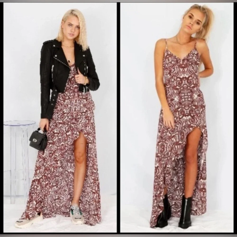 FOR LOVE & LEMONS Romy Tank Dress Lilac Paisley Maxi Dress Sz. XS - Picture 3 of 14